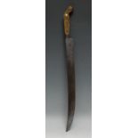 An Indian/Middle Eastern khyber knife type short sword or dagger, 41cm slightly curved blade, two-