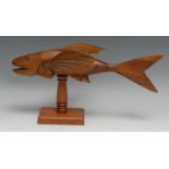 Travel, South Seas - a Pitcairn Island carving, of a flying fish, pedestal base, 33.5cm long