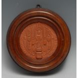 A museum-type antiquarian's composition intaglio impression, after a Medieval seal, 10cm diam,