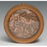 A 19th century copper roundel, in relief after the workshop of Hans Jakob Bayr with Minerva Presents