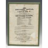 Theatrical and Royal Naval History - a Victorian printed silk advertising bill, The Golden Farmer or