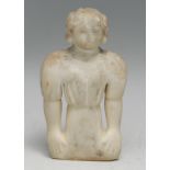 A white marble figure, bust length, 11cm long, 19th century or earlier