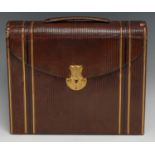 A late Victorian faux morocco leather travelling writing box or dispatch case, hinged cover