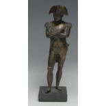 French School (19th century), a bronze, Napoleon Bonaparte, black marble base, 22.5cm high