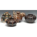 A Chinese figural vessel, modelled in the Archaic manner with a pair of elephants and a climbing