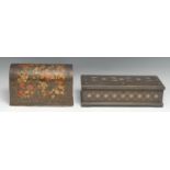 A 19th century Anglo-Indian marquetry and hardwood rectangular table-top casket, inlaid and strung