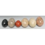 Geology - a collection of polished egg shaped specimens, various stones and sizes, the largest 7cm
