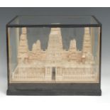 An Indian pith model, of a temple, possibly Ekambareswarar, Kanchipuram, glazed case, 24cm high,