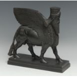 A Grand Tour type library desk model, of a lamassu, after the Ancient Assyrian, stepped