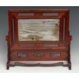 A Chinese hardwood and dreamstone scholar's table screen, red seal mark and inscribed with verse,