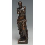 A 19th century electrotype library model, of the Venus de Milo, 20cm high