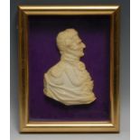 The Napoleonic Wars - a wax profile portrait, of Field Marshal Arthur Wellesley, 1st Duke of