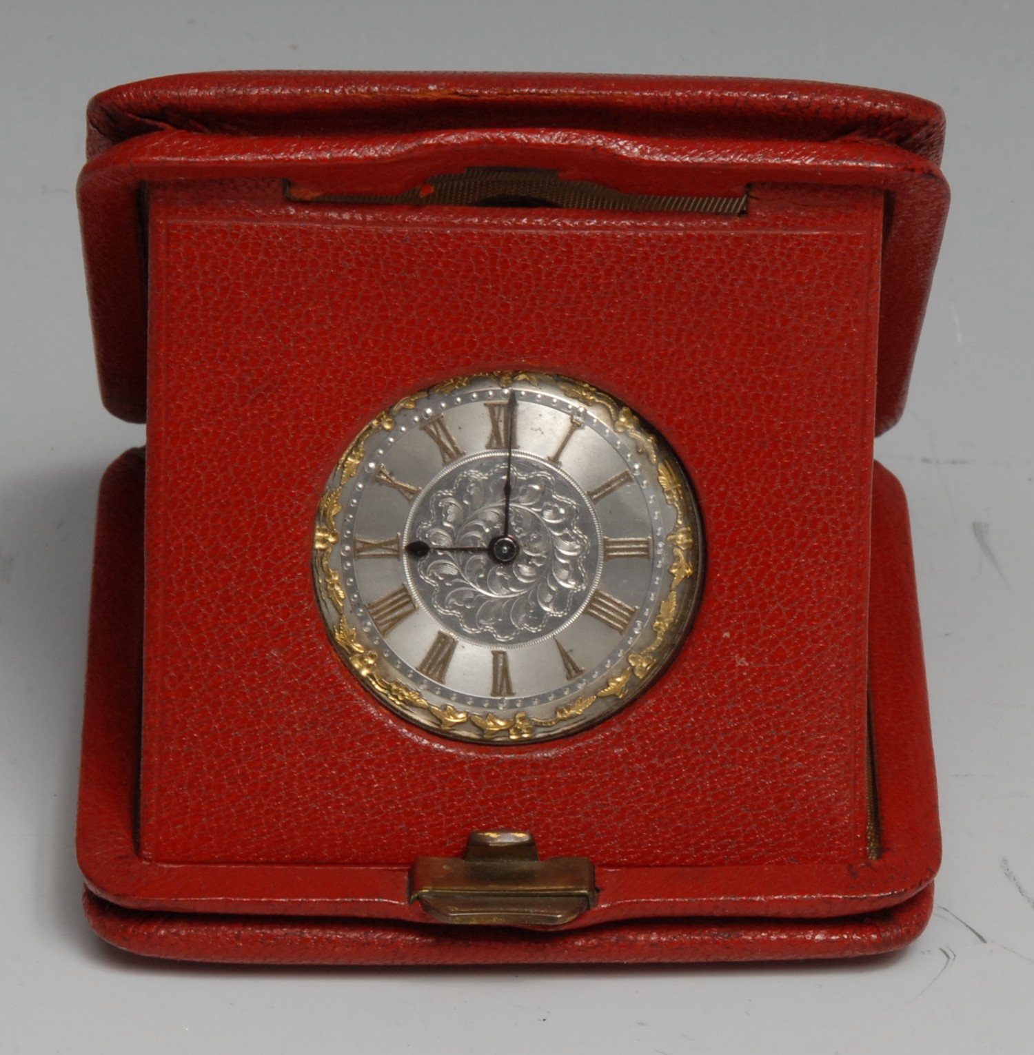 A late 19th century Swiss fob watch, 3cm silver dial applied with Roman numerals, 5cm over loop,