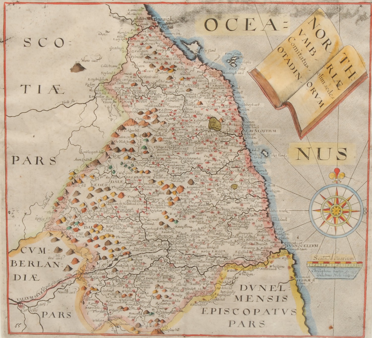 William Hole (d. 1624), after Christopher Saxton (c. 1540 ? c. 1610), a county map of