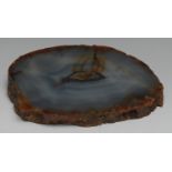 Geology - a transverse agate section, cut and polished to display matrix, 20cm wide