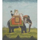 East India Company School (19th century) An Elephant, With Western Gentleman and Indian Noble in the