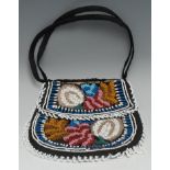 A Native American beadwork bag, typically brightly decorated, 17cm wide