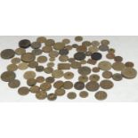 17th century and later British brass coin weights, pennies to three pound twelve, various shapes and