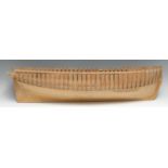 Maritime Architecture - a beech boat builder's model, of the hull of a ship, 70cm long