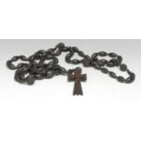 A French rosary bead necklace, Souvenir dende Lourdes, corpus Christi pendant, 135cm drop, c. 1900