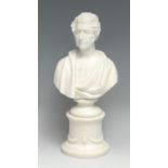 A Minton Parian portrait bust, of a gentleman in a toga, modelled by Gall, inscribed and dated 1849,