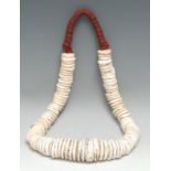 Tribal Art - an Aitape-Lumi conus shell currency necklace, 36.5cm drop, Papua New Guinea