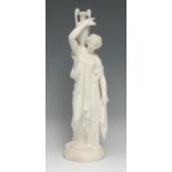 A Parian ware figure, of a water carrier, the Classically draped maiden carrying ewer, 36cm high,