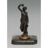 A Grand Tour cabinet bronze, of a Bacchante, canted rectangular agate base, 8.5cm high