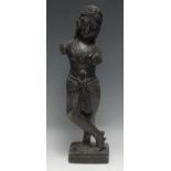 An Indian soapstone figure, of a female deity, rectangular base, 47cm high