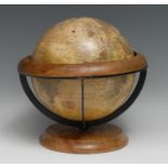 Cartography - an 8" table globe, hardwood and steel stand, 25.5cm diam overall