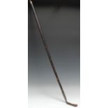 Gardening - a 19th century horticultural implement, steel 'golf club' head, rustic shaft, 109cm long