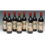 Eight bottles of Château Haut-Goujon 1981 Lalande-de-Pomerol, 75cl, labels OK-fairly good, levels at