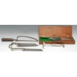 Medical - an early 20th century surgeon's saw, by Thackray, Leeds and London, 27.5cm long; others,