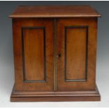 A Victorian mahogany table-top coin collector's cabinet, slightly oversailing top above a pair of