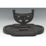 A Victorian cast iron boot scraper, No. 677 by A. Kenrick & Sons, stamped, demi-lune superstructure,