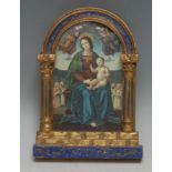 An Italian painted and parcel gilt connoisseur's picture frame, of architectural design, 18cm