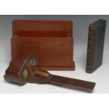 A late 19th century stereoscopic viewer, turned handle, 33cm long; a collection of stereoscope