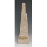 A marble and composition library obelisk, 44.5cm high