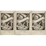 Ray Coryton Hutchinson (1907-1975) - three autographed bookplates, "Testament", Ex Libris/Designed