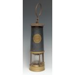 Mining - a steel and brass miner's shaft lamp, by The Protector Lamp & Lighting Co Ltd, Eccles,