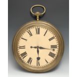 A novelty clock dial, probably an advertising shop display or sign, as an oversize pocket watch,