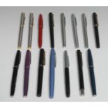 Pens - a fountain pen, Osmiroid SH6; others, Platignum; Scripto; etc (15)