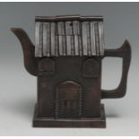 A Chinese Yixing novelty teapot and cover, as a house, 12.5cm high, impressed seal mark