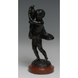 Clodion (19th century), a dark patinated bronze, of a scantily clad putto carrying a ewer, rouge