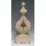 Architectural Salvage - a Gothic Revival softwood finial or newel post spire, 35cm high