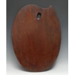 An early 20th century mahogany artist's palette, 56cm wide