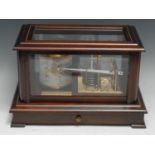 An Edwardian style mahogany barograph, by Russell, London, outlined with boxwood stringing, chart