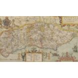 William Kip (1588-1635), after Christopher Saxton (c. 1540 ? c. 1610), county map of Sussex, [