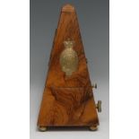 A Victorian walnut metronome, gilt brass plaque inscribed Best English Make, Metronome de Maelzel,