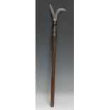 An Indian ankus elephant goad, spurred steel head, reduced hardwood shaft, 61cm long, 19th/early